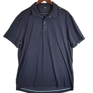 Vintage Lululemon Mens XL Polo Shirt Black Short Sleeve Activewear Training Golf
